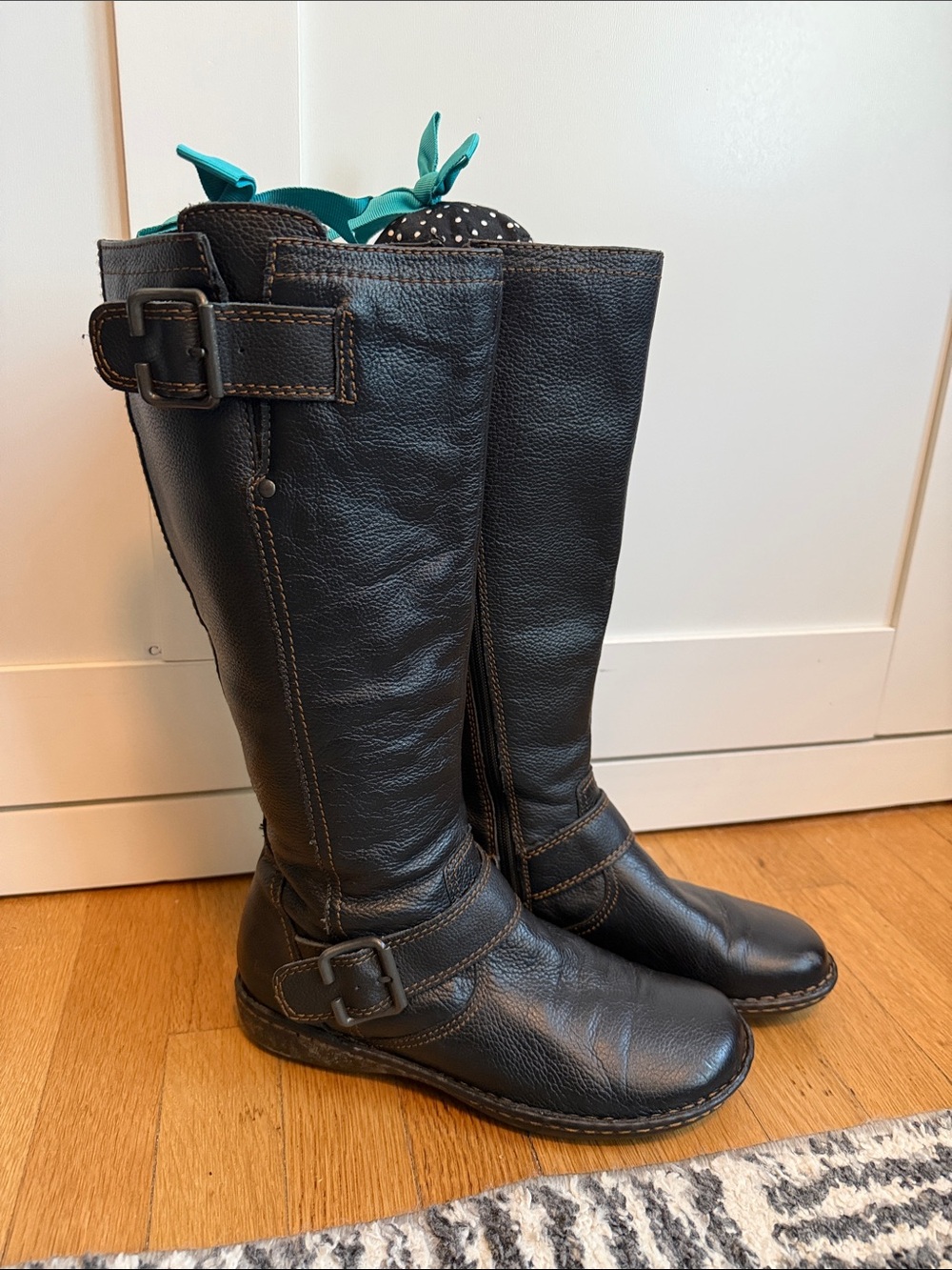 boc Black Over-the-Knee Leather Buckle Boots